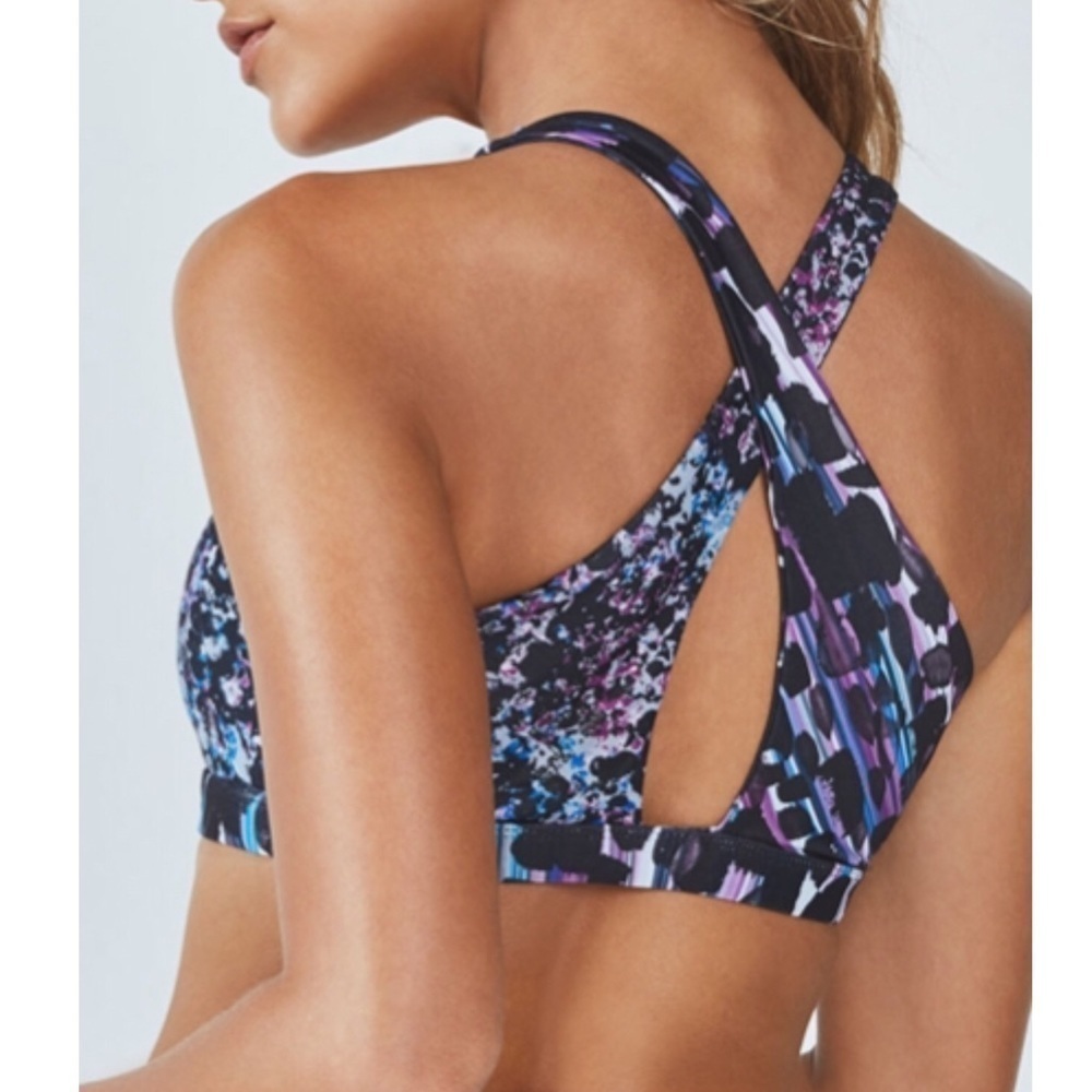 Fabletics Marble Print Ellie Sports Bra l XXS 0-2